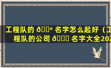 工程队的 🌺 名字怎么起好（工程队的公司 🕊 名字大全2020）